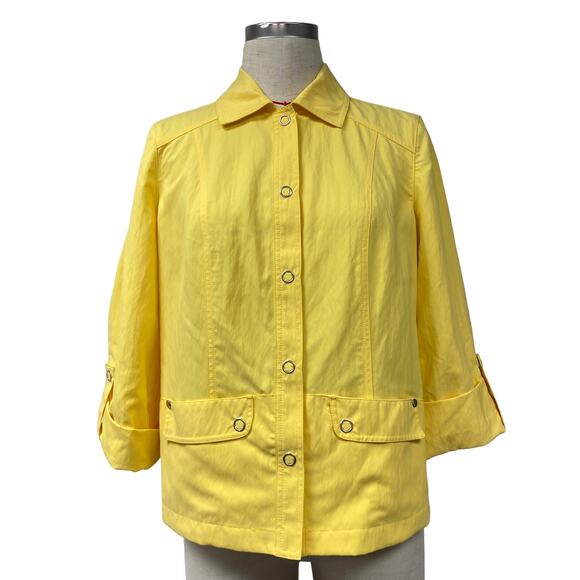 Chicos Womens Size 0 Yellow Snap Button Up Light Jacket - Picture 4 of 5